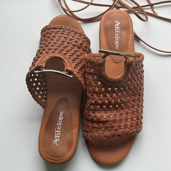 Antelope Ciara Ankle Wrapped Brown Leather Sandals - Picture 8 of 10